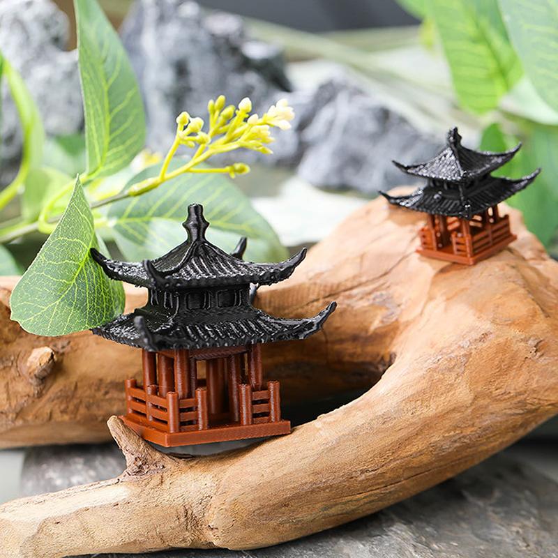 Mini Pagoda Statue Fairy Garden Decor Ancient Building Model Japanese Pavilion Decorations Zen Garden Aquarium Bonsai Decor