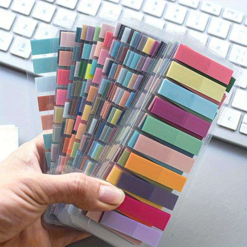 European Retro Fluorescent PET Transparent Self-Adhesive Sticky Notes - Morandi Color-Coded Rectangular Index Labels