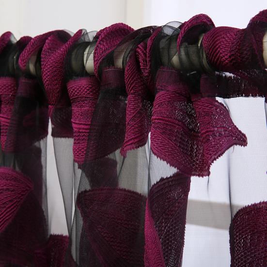 2ks Listový tyl Dveře Okno Závěsový panel Průsvitný šátek Ložnice drapérie