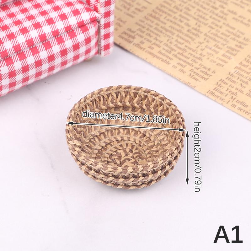 Mini 1pcs 1:12 Dollhouse Rattan Resin Frame Hand-woven Vegetable Food Storage Basket Dolls Dinning Room Decoration Props