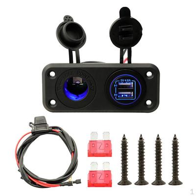Dual Panel with Screw Waterproof Adapter Kit USB Ports for 12V-24V Marine RV, Lights