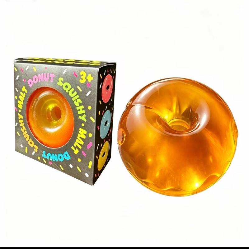 Shapeable Ultra Clear Maltose Donut Stress Ball Toy Slow Rebound Stress Relief Fidget Toy For Anxiety Stress Reliever