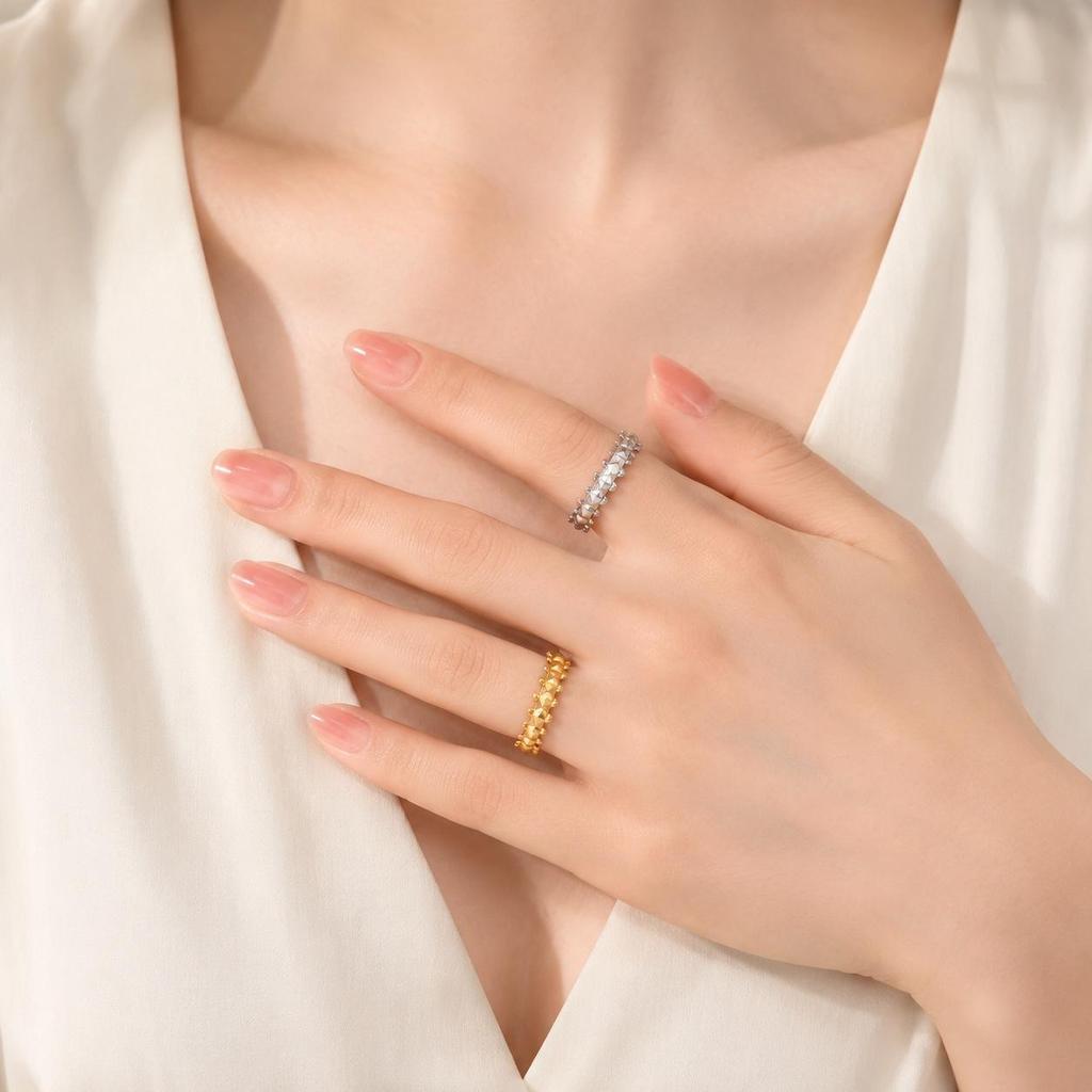 Korean Retro Geometric Raised Ring for Women, Stylish Versatile Non-fading Index Finger Accessory