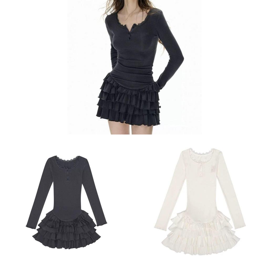 Gothic Style Dress With Abstract Print And Mandarin Collar For Streetwear Fashion