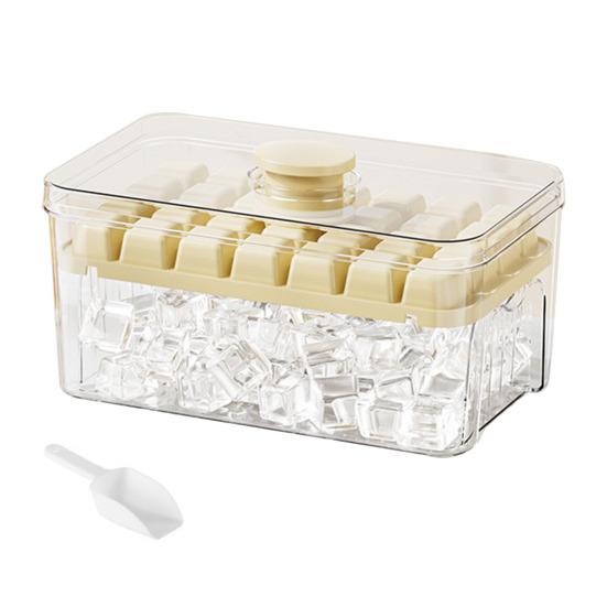 Ice Cube Mold with Lid And Storage Box One-Press Easy-Release Double Layer Ice Tray with Scoop BPA-Free Food Grade Ice Maker for Cocktails Whiskey