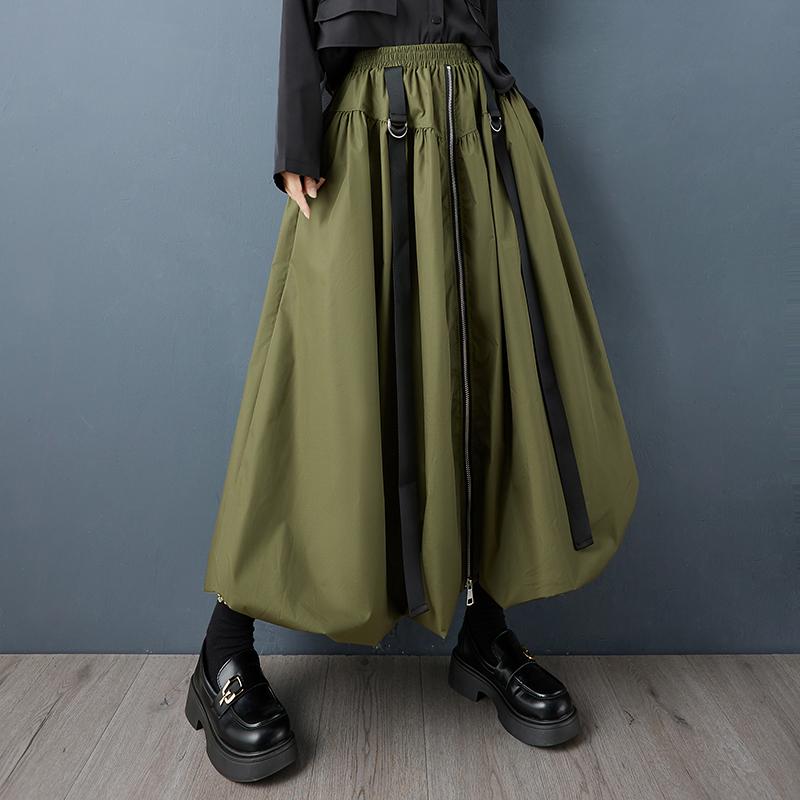 DIMANAF 2025 Plus Size Autumn Winter Women Long Skirts Elastic Waist Trousers Oversize Fashion Lady Clothing