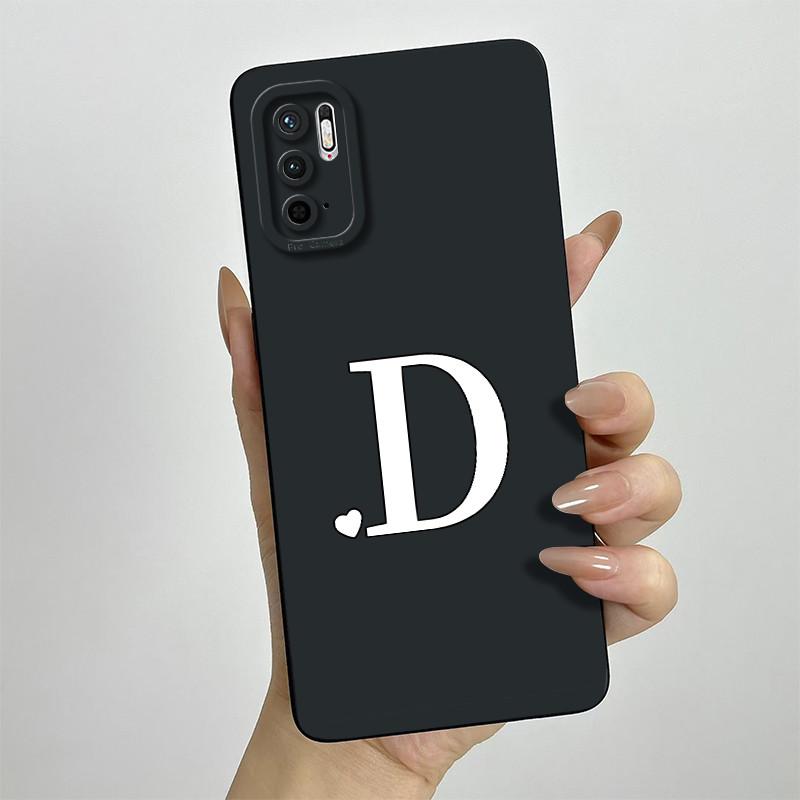 

For Xiaomi Redmi Note 10 5G Case Redmi Note 10T 5G Cover M2103K19G Cute Initial Letters Square Phone Case Shockproof Back Cover Redmi Note 10T 5G