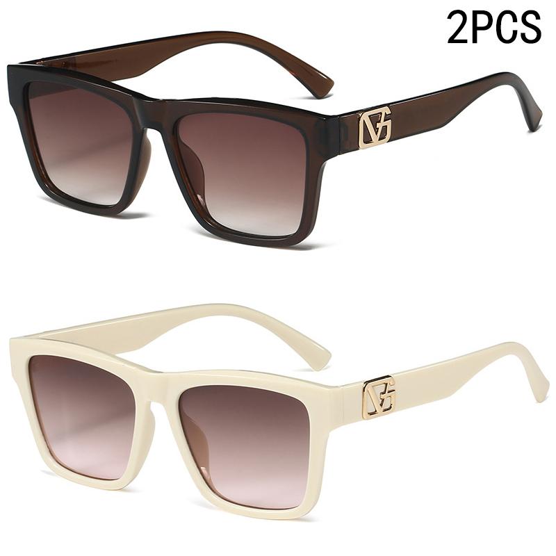 

2/6PCS New Sunglasses Fashion Letters Decorative Square Frame Uv Sunglasses For Women 3197