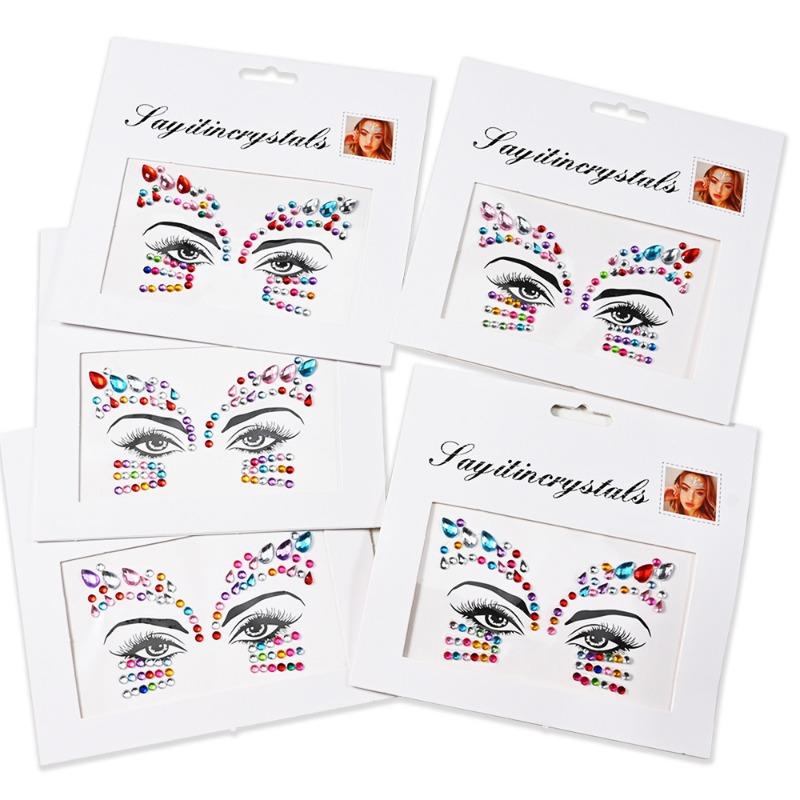 Europe Masquerade Face Stickers Safe Acrylic Drill Adults Children Facial Decoration Adhesive Stickers Party Dance Supplies