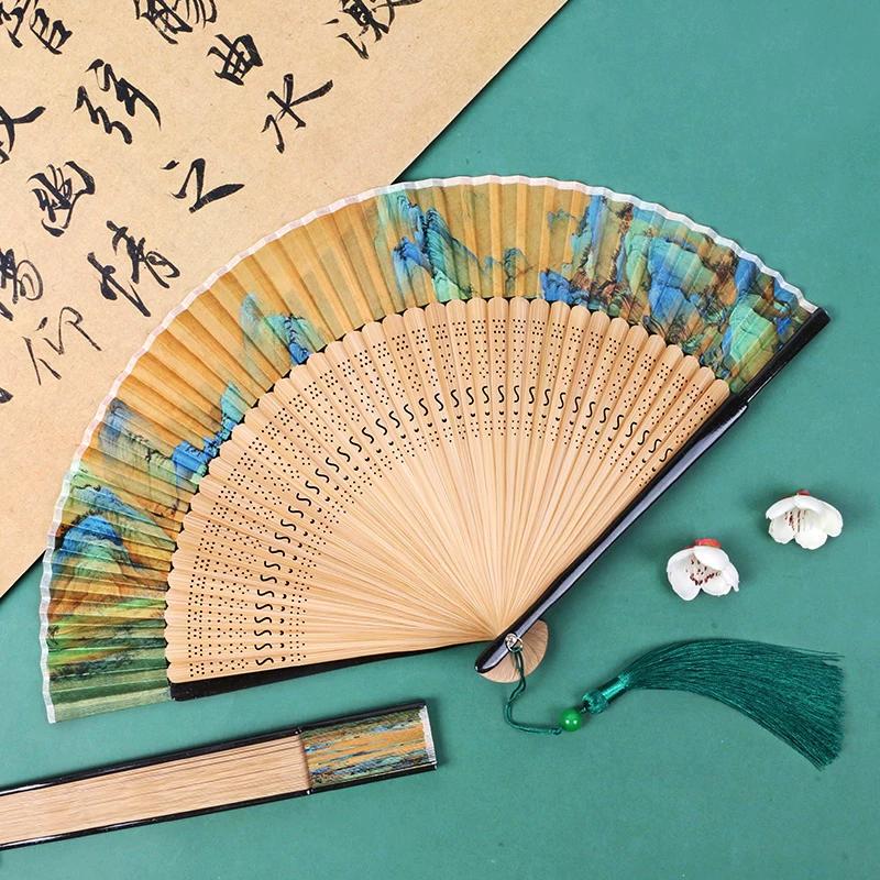 296 Chinese Style Cut Out Folding Fan 7-Inch Women's Fan Summer Catwalk Folding Fan Chinese Ancient Style Ancient Chinese Clothing Dance Fan Portable