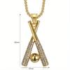 Vollzirkonium Baseballschläger Anhänger Edelstahl Halskette Herren Hip Hop Trend Schmuck
