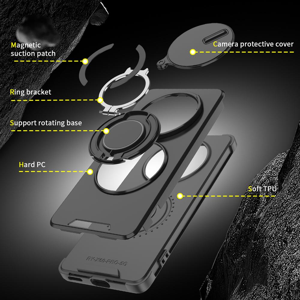 KEYSION 360° Ringständer Handyhülle für Honor X9c 5G X9c Smart Slide Kameraschutz Magnetische stoßfeste Abdeckung für Magic 7 Lite