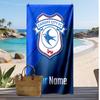 Cardiff City Personalized Printed Beach Towel Soccer Logo Support Custom Name Text Absorbent Towel For Sport Travel Special Gift