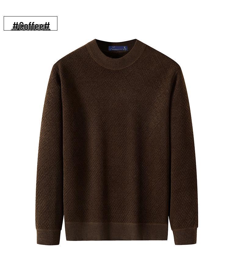 Kangaroo Daddy Winter Chenille Sweater - Fleece-Lined, Thick Knit Round Neck Pullover for Middle-Aged & Elderly Men