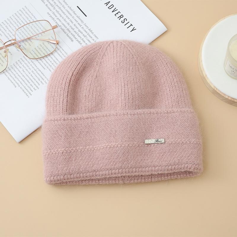 Women's Wool Hats with Autumn and Winter Versatile Thickened Warm and Cold Knitted Hats Showing Face and Ear Protection Cold Hats