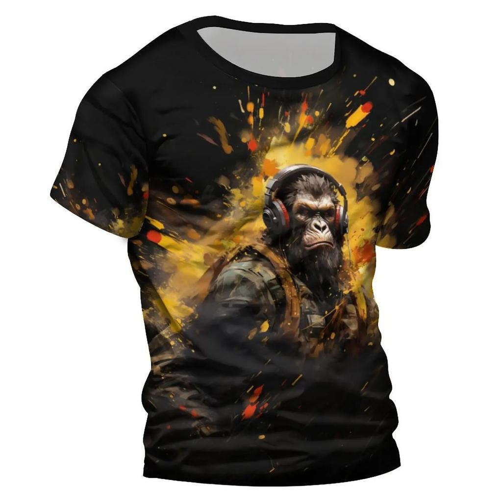 Chimpanzees 3D Tshirt For Men Fashion Hip Hop O-neck Short Sleeve Tops Harajuku Men's T-shirts Oversized Tees Shirt Man Clothing