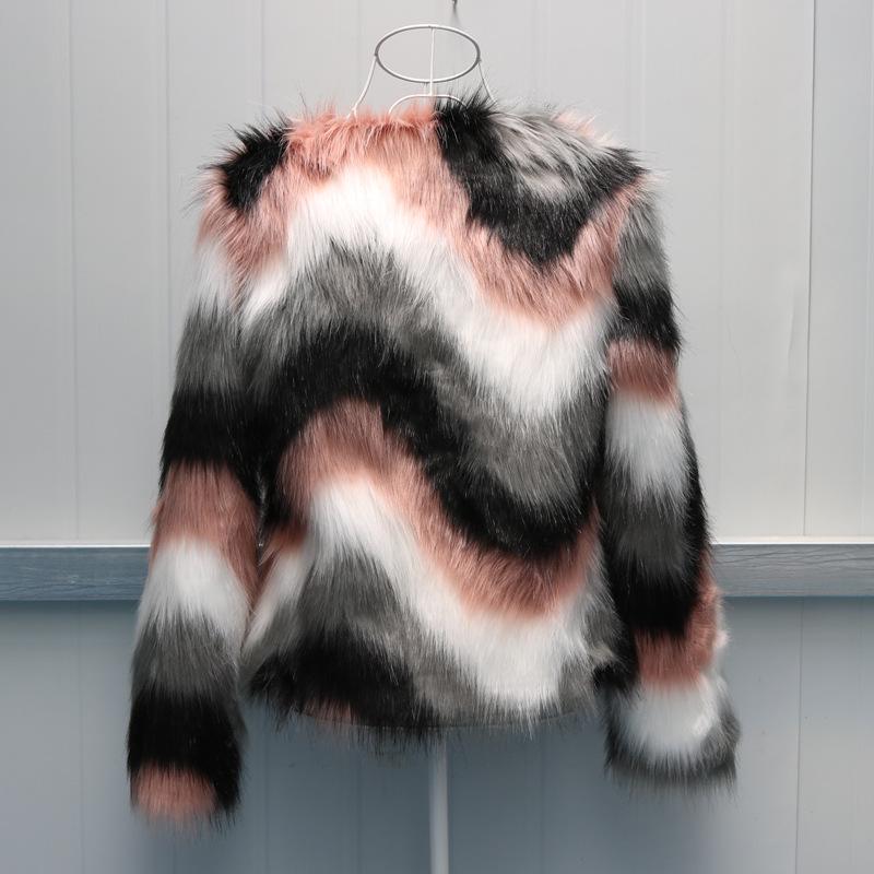 Imitation fur jacket women's clothing autumn and winter new whole leather imitation fox hair round neck short jacket trendy large size casual