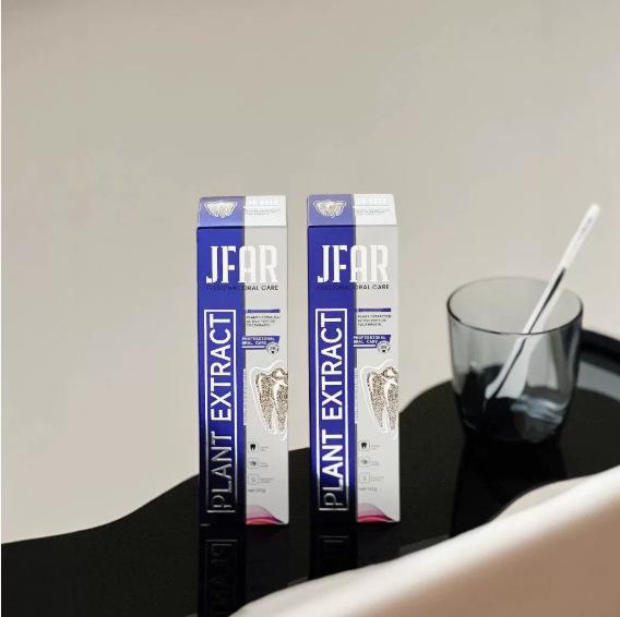 JFAR Active Peptide Toothpaste: Refreshing, Stain Removing, Teeth Whitening, Brightening Formula with Vitamin C. Box