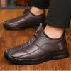 Men's Winter Fleece-lined Thickened Leather and Cotton Shoes Slip-on Warm Loafers