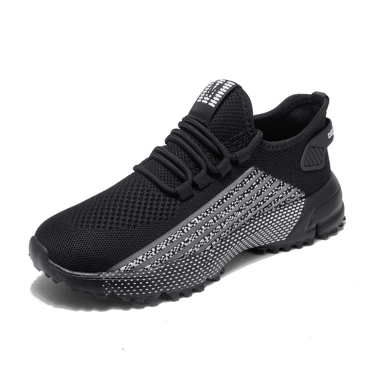 

Breathable Running Sports Shoes Light Knitted Sneakers Men s Mesh Casual Trainers for Outdoor Jogging Walking Traveling 46 чёрный