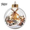 Garden Holiday Ornaments Glowing Christmas Story Ornament, Light-Up 3D Hanging Ball with Warm LED, Mini Decorative Spheres for Holidays Scene