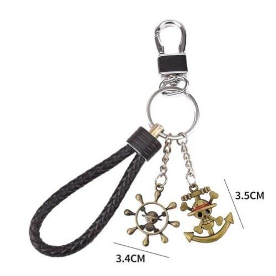 3D Alloy Keychain Devil Fruit Straw Hat Bag Charm Character Metal Popular Anime Goods Decoration Gift Collection Moe Stylish Birthday Present (style