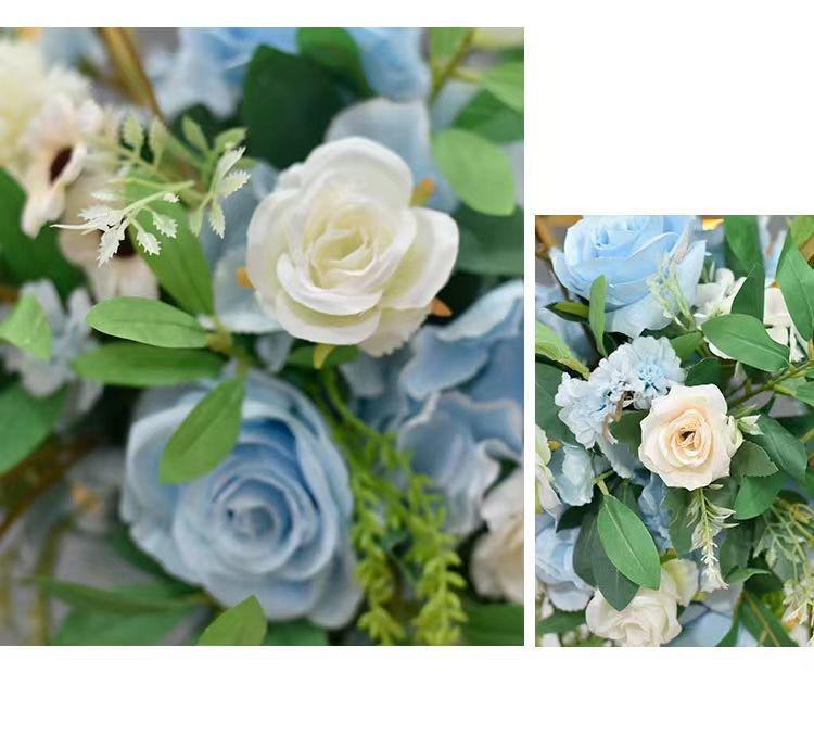 Geometric Gold Flower Wedding Aisle Runner & Artificial Flowers Display