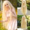 Golden Curly Long Bangs Lolita Wig - Soft Synthetic Fiber for Role Play