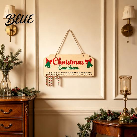Holiday Mantle Decorations Wooden Christmas Advent Calendar Hanging Countdown Board with Candy for Kids Dates Festive Wall Decoration Home Ornament