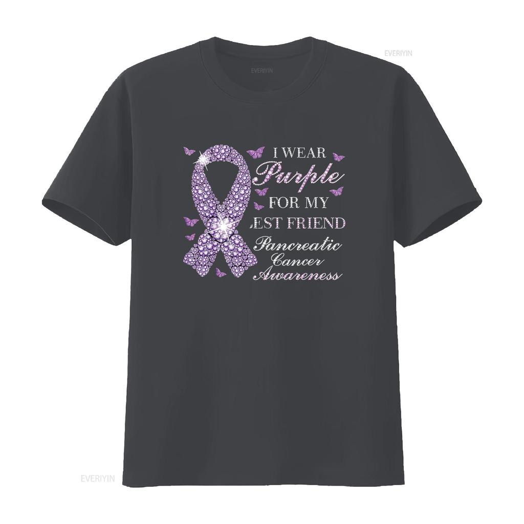 Womens I Wear Purple For My Best Friend Pancreatic Cancer Awareness T Shirt Black 2X Large vintage Washed streetwear Breathable