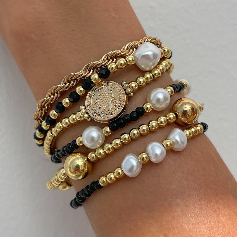 1Set Fashion Bracelets For Women New Vintage Irregular Beads Imitation Pearl Chain Jewelry Gift