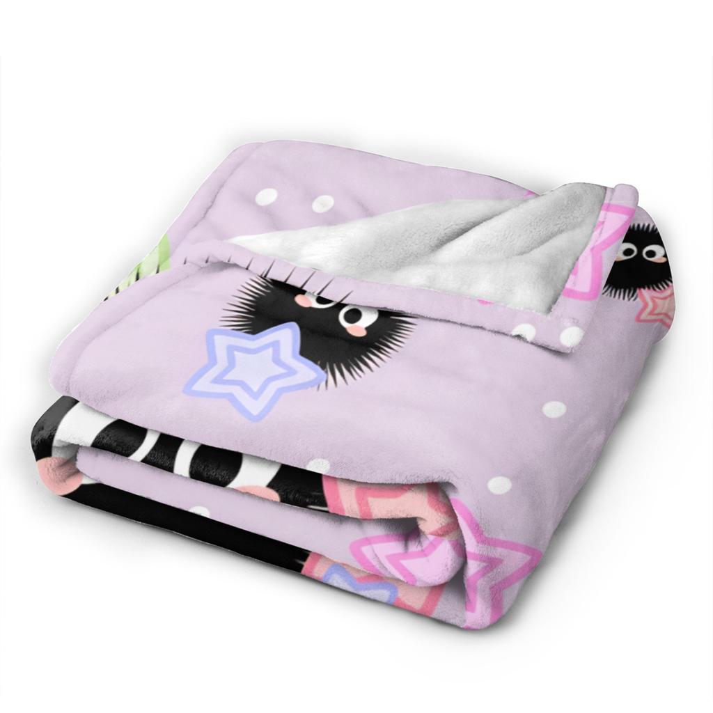 Susuwatari  Soot Sprites  Blanket  Soft Warm Novelty Plush Throw Blanket For Kids Bedroom Flannel Bedspread Bed Cover