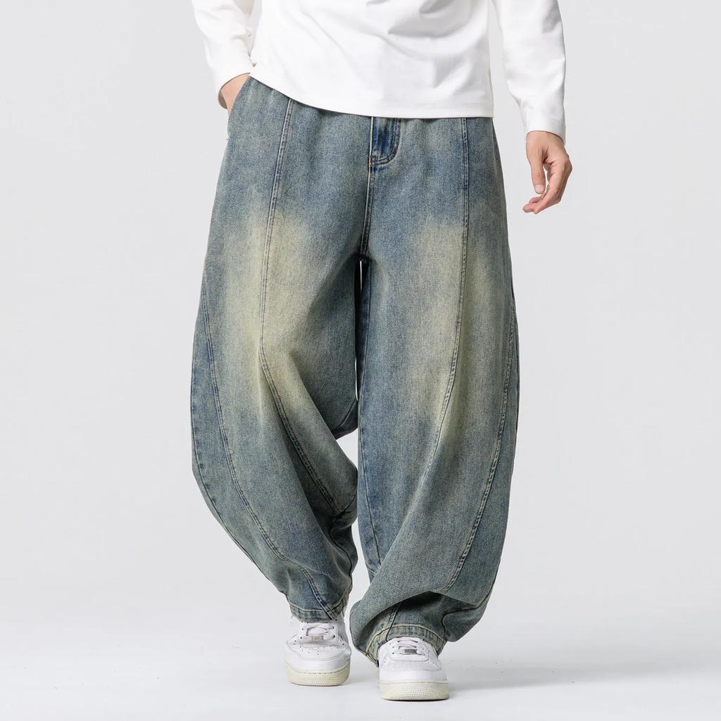 Autumn Men Black Denim Pants Men Casual High Street Harajuku Pants Man Loose Hip Hop Wide Leg Pants Man Baggy Oversized Pants