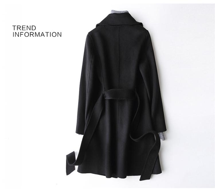 Women's 2024 Double-Sided Cashmere Mid-Length Wool Coat - High-End, Small Size.