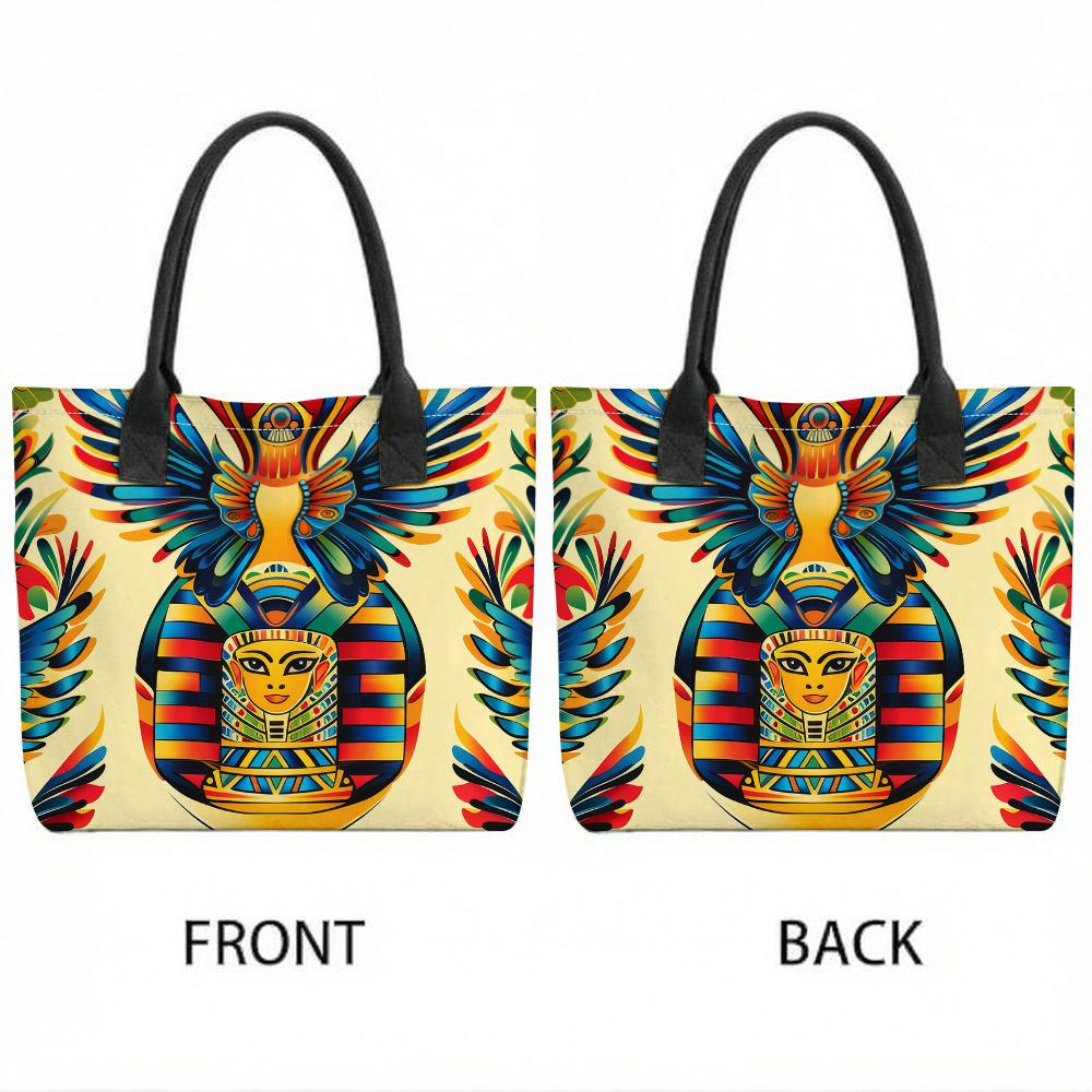 Colorful Egyptian Pattern Tote Bag Large Capacity Reusable Casual Fashion Shoulder Bag for Daily Use