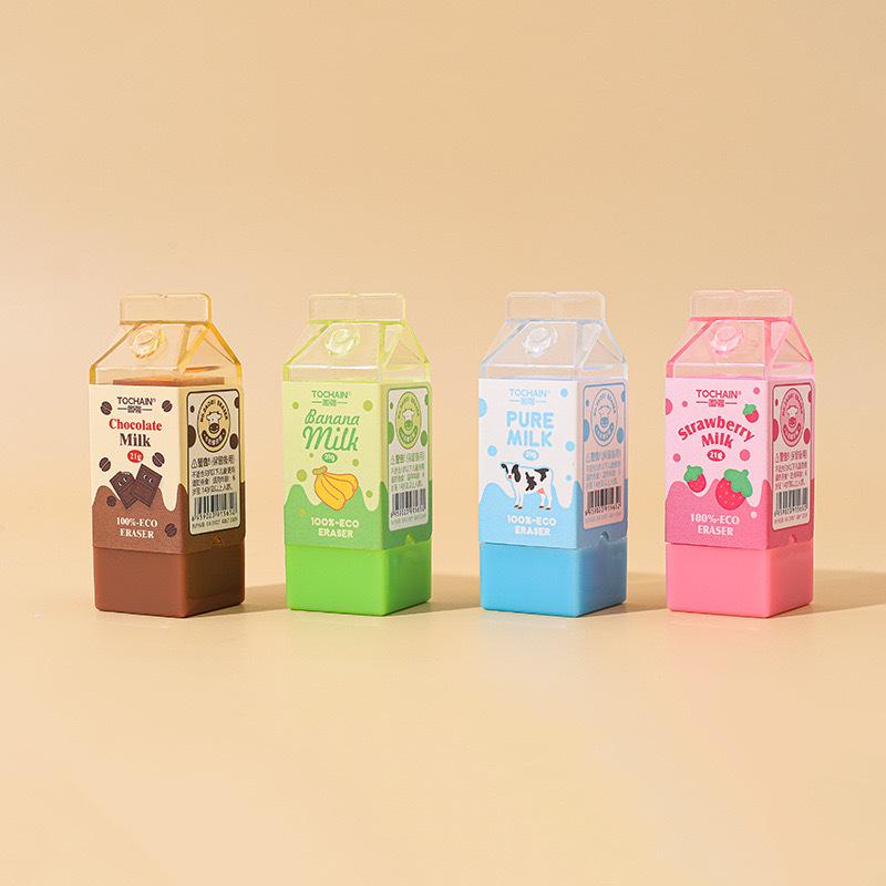 Tuqiang Cartoon Milk Box Eraser - Clean, Cute, and Perfect for Kids & Students