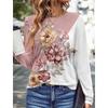 Modischer Damenpullover mit Blumen-/Schmetterlingsgrafik, lässige Streetwear, O-Ausschnitt, Basic, langärmeliges T-Shirt, mikroelastisches Sweatshirt