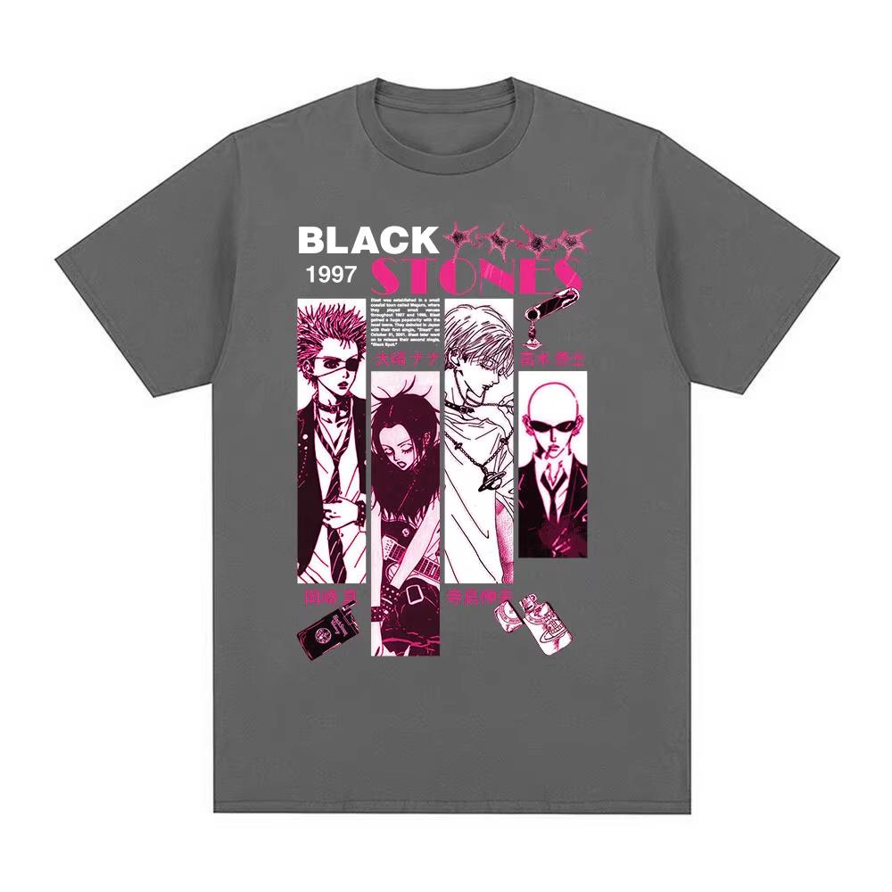 Anime Nana Osaki Černé kameny grafika Bavlna Y2k Tričko dámské Pánské Letní prodyšné Japonská Manga unisex Krátký rukáv