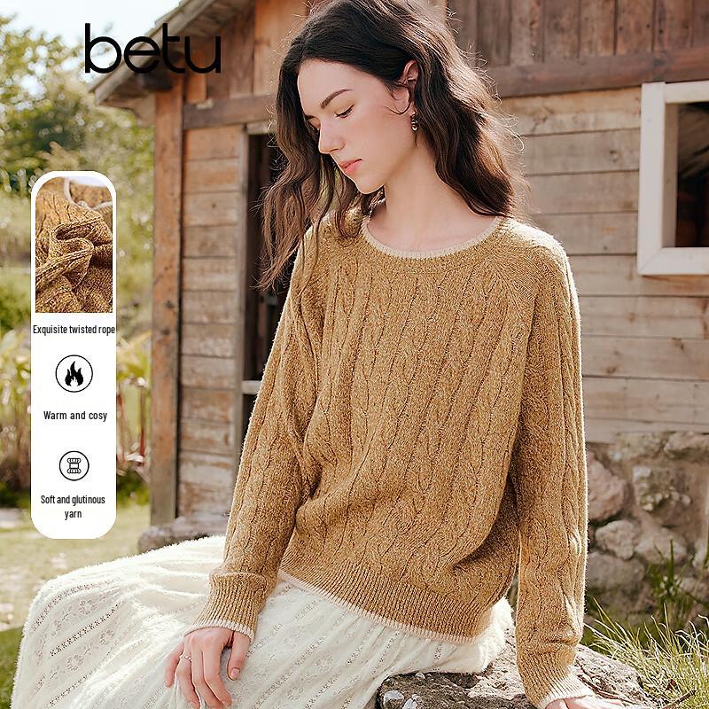 BETU Damen Zopfstrick Langarmpullover