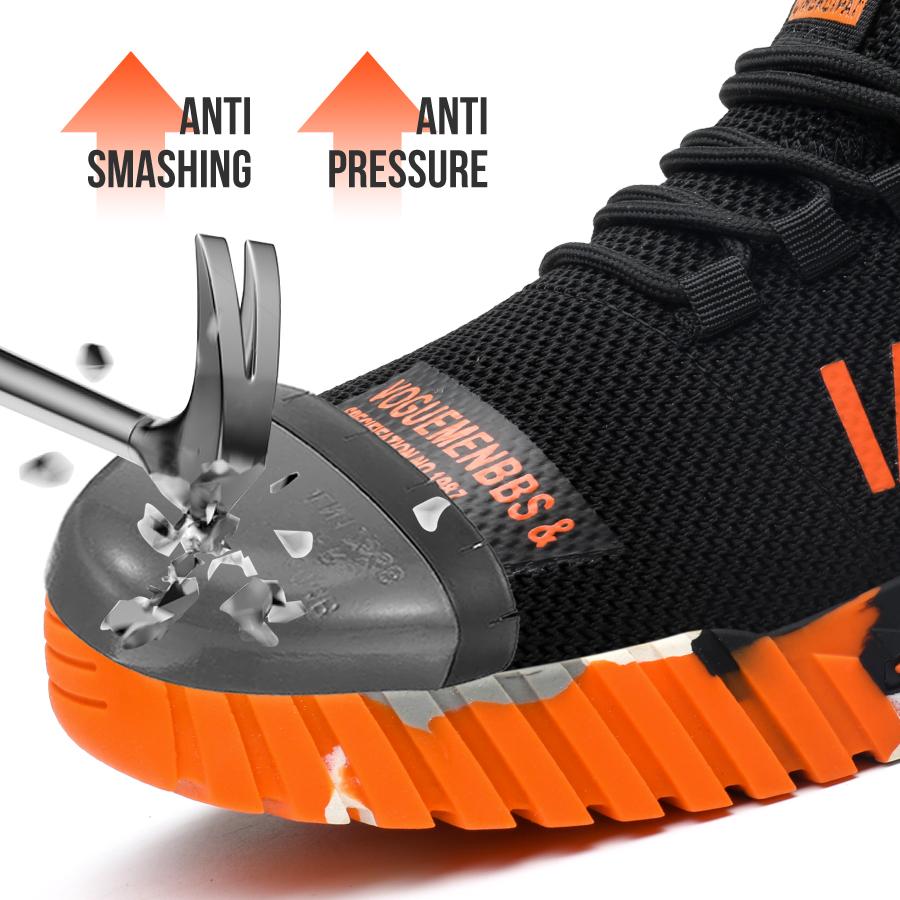 Fashion Men'S Safety Shoes Anti-Smash Anti Puncture Work Sneakers Steel Toe Shoes Anti Slip Wear-Resistant Indestructible Shoes