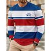 The Men's Pullover for Spring Autumn and Christmas Soft Skin-friendly and Fashionable Striped Printed T-shirt