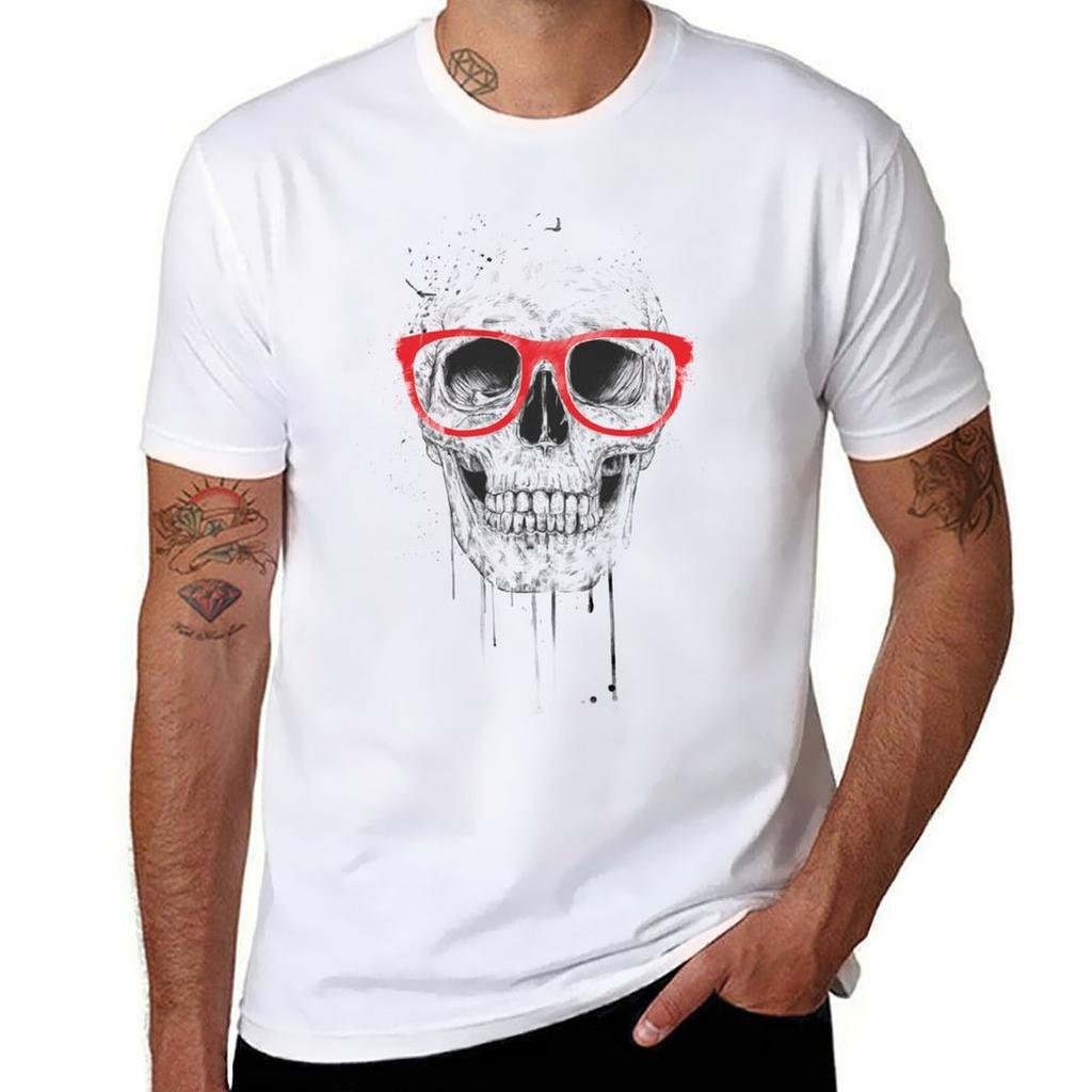 Skull With Red Glasses Tshirt Antipilling Casual Tshirt