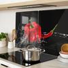Glass Kitchen Serving Boards with Red Pepper Graphics 2x40x52 cm
