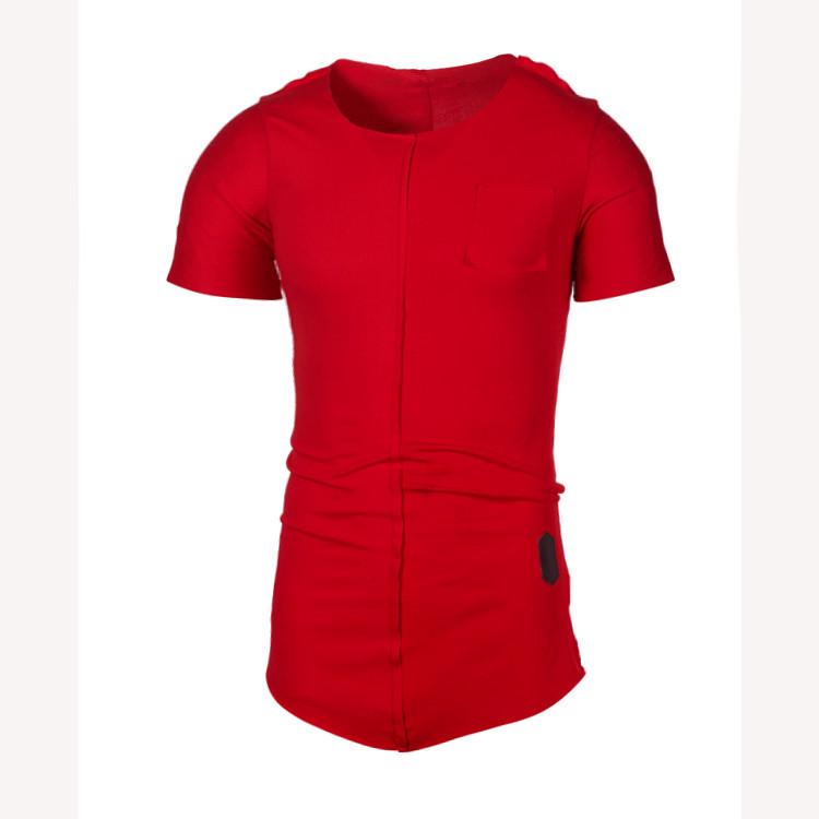 Men's Casual Patchwork Frayed Hem Round Neck Short Sleeve T-shirt