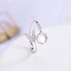  Sterling Silver Mermaid Tail Opening Rings Luxury Zircon Natural Moonstone Finger Ring for Women Girls Jewelry Gift