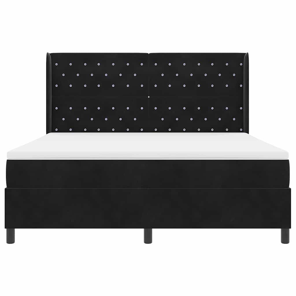 Box Spring Bed with Mattress Black 180 X 200 Cm Velvet