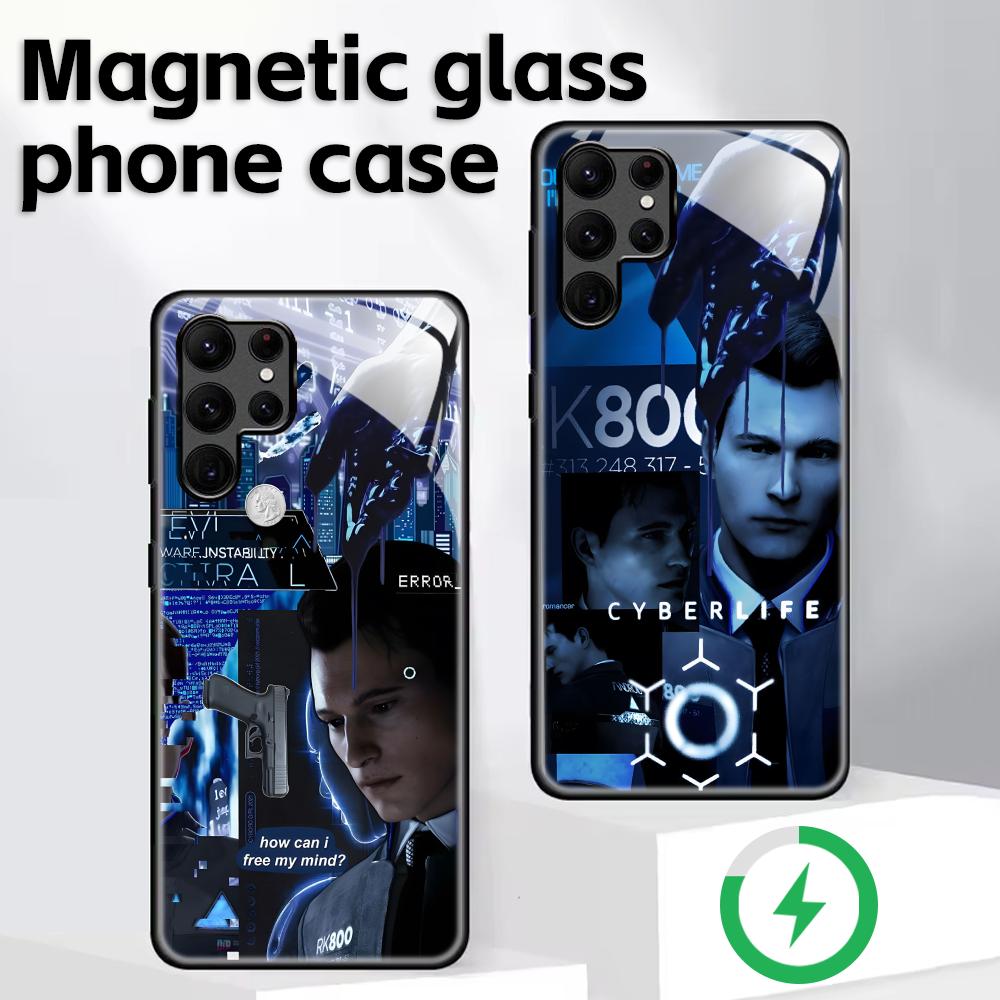 Klassisches Spiel Detroit Become Human Handyhülle für Samsung S26 S25 S24 S23 S22 S21 Plus Ultra Note20 Glas Magnetische Hülle
