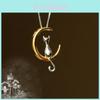 Exquisite Cute Cats Moon Pendant Necklace For Women Romantic Charm Chain Jewelry