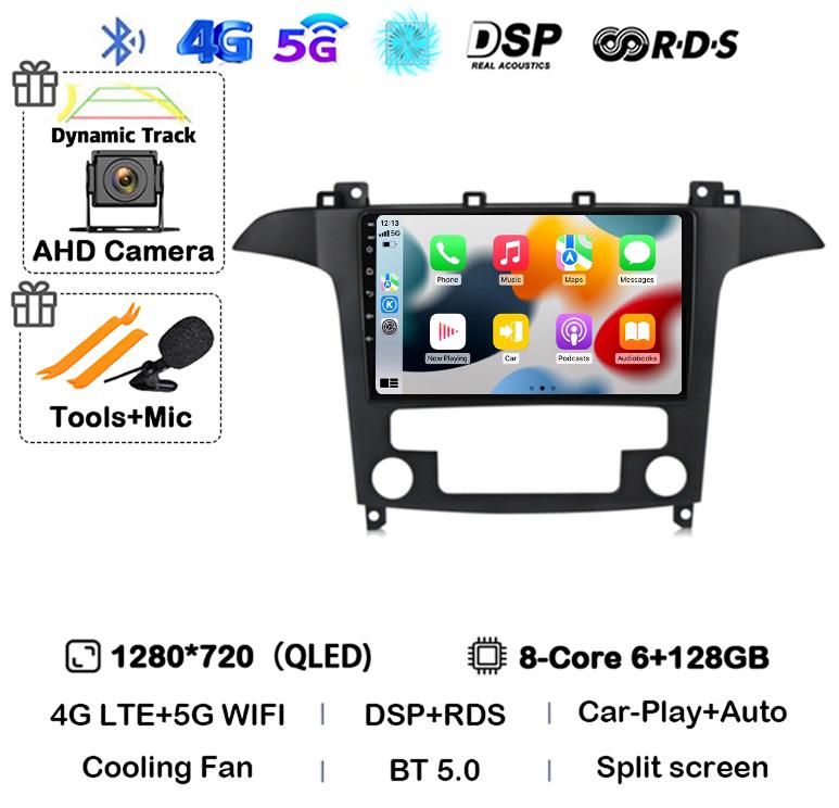 Android14 Carplay Auto For Ford S Max S-MAX 2007 2008 2009 2010 2011 - 2015 Multimedia Car Radio Player Video WIFI+4G DSP Stereo
