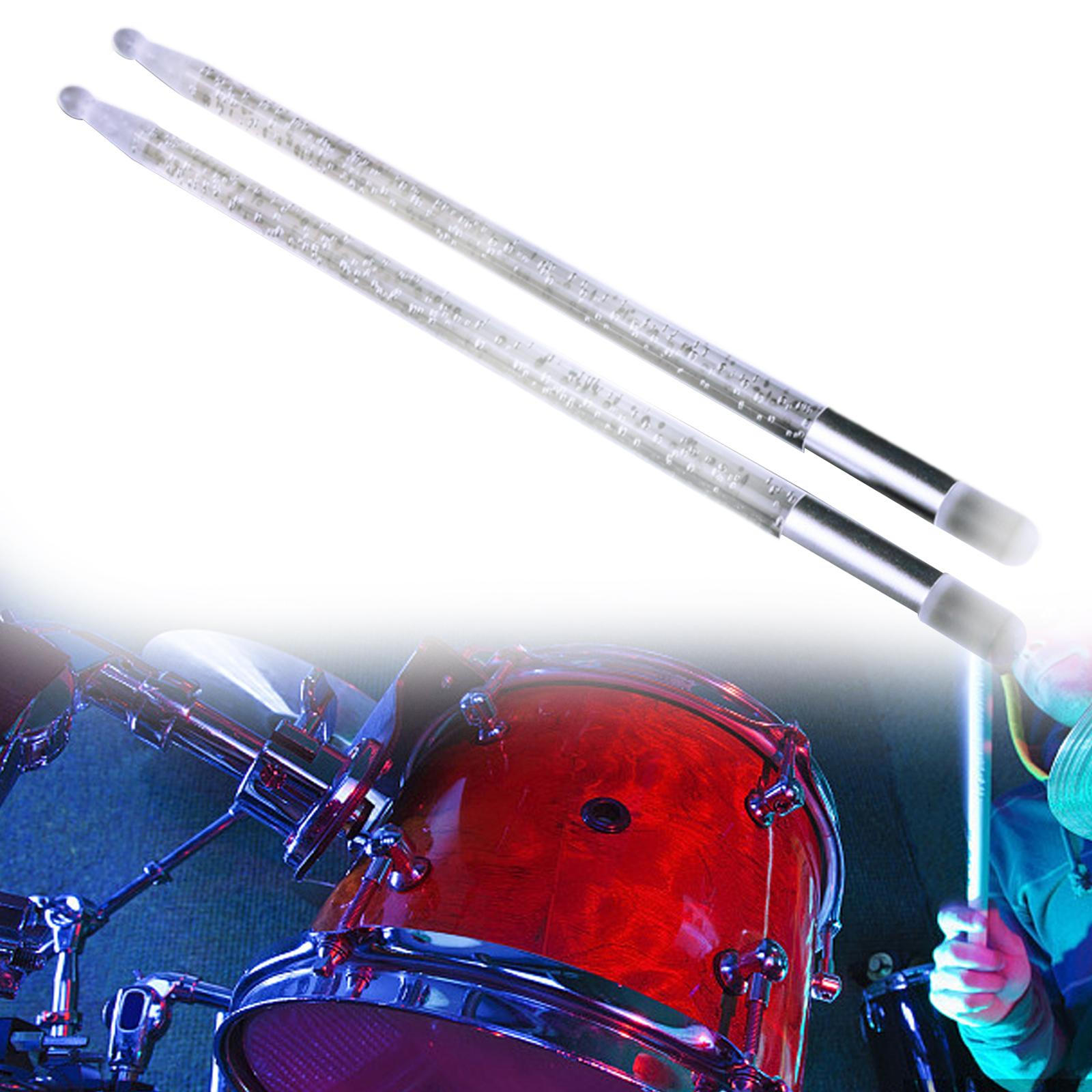 

2 шт. светящихся барабанных палочек - профессиональный ночной светящийся в темноте музыкальный инструмент для B серебряный